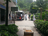 Image: An ambulance arrives outside the medical unit - Click to Enlarge