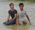 Ade and Tommy mastering 'The Sitting on Water' style upon a local river